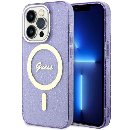 Kup Guess Apple Tasche GUHMP14LHCMCGU iPhone 14 Pro lila/violett Hartschale Glitter Gold MagSafe - GUE2483 - {ean13} - Sklep Home Screen