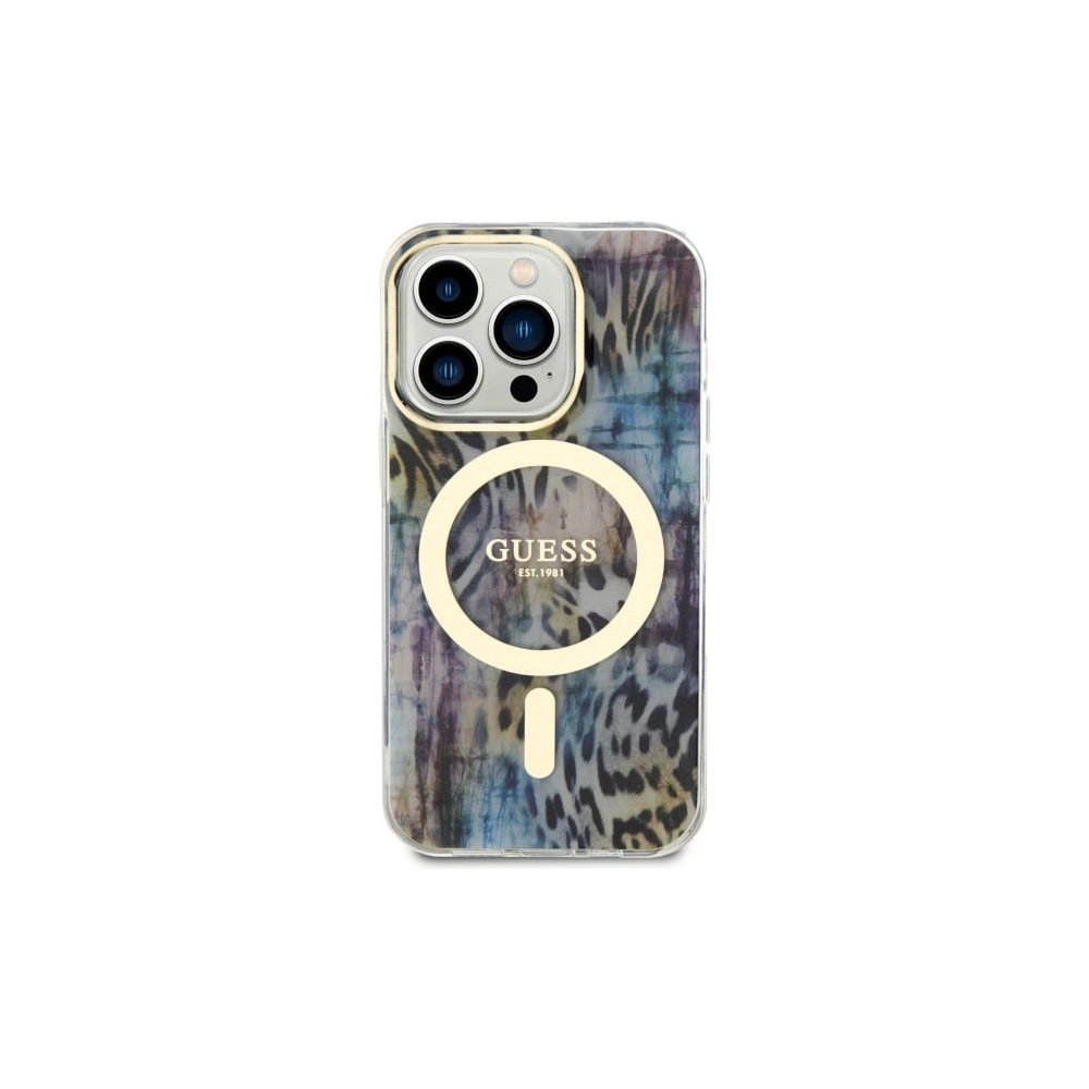 Etui Guess GUHMP14LHLEOPWB Apple iPhone 14 Pro niebieski/blue hardcase Leopard MagSafe
