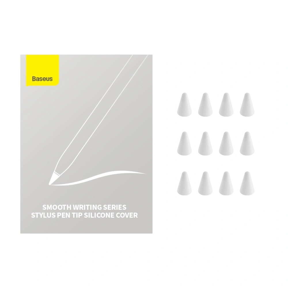 Wymienne silikonowe końcówki na rysik Baseus białe (soft) [12 PACK]