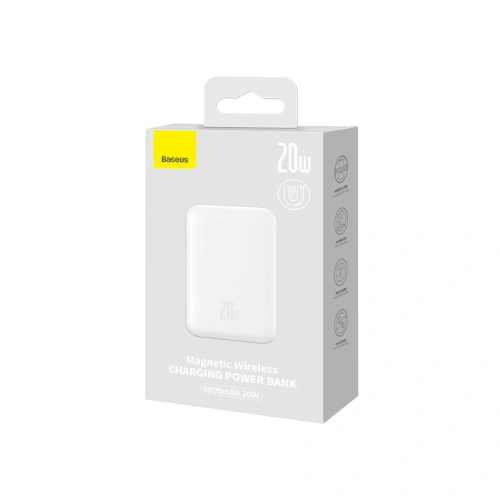 Kup Powerbank Baseus Magnetic MagSafe 15W/PD 20W 6000mAh alb (Overseas Edition) + cablu USB-C/USB-C 60W 3A 0.5m alb - BSU4030 - {ean13} - Sklep Home Screen