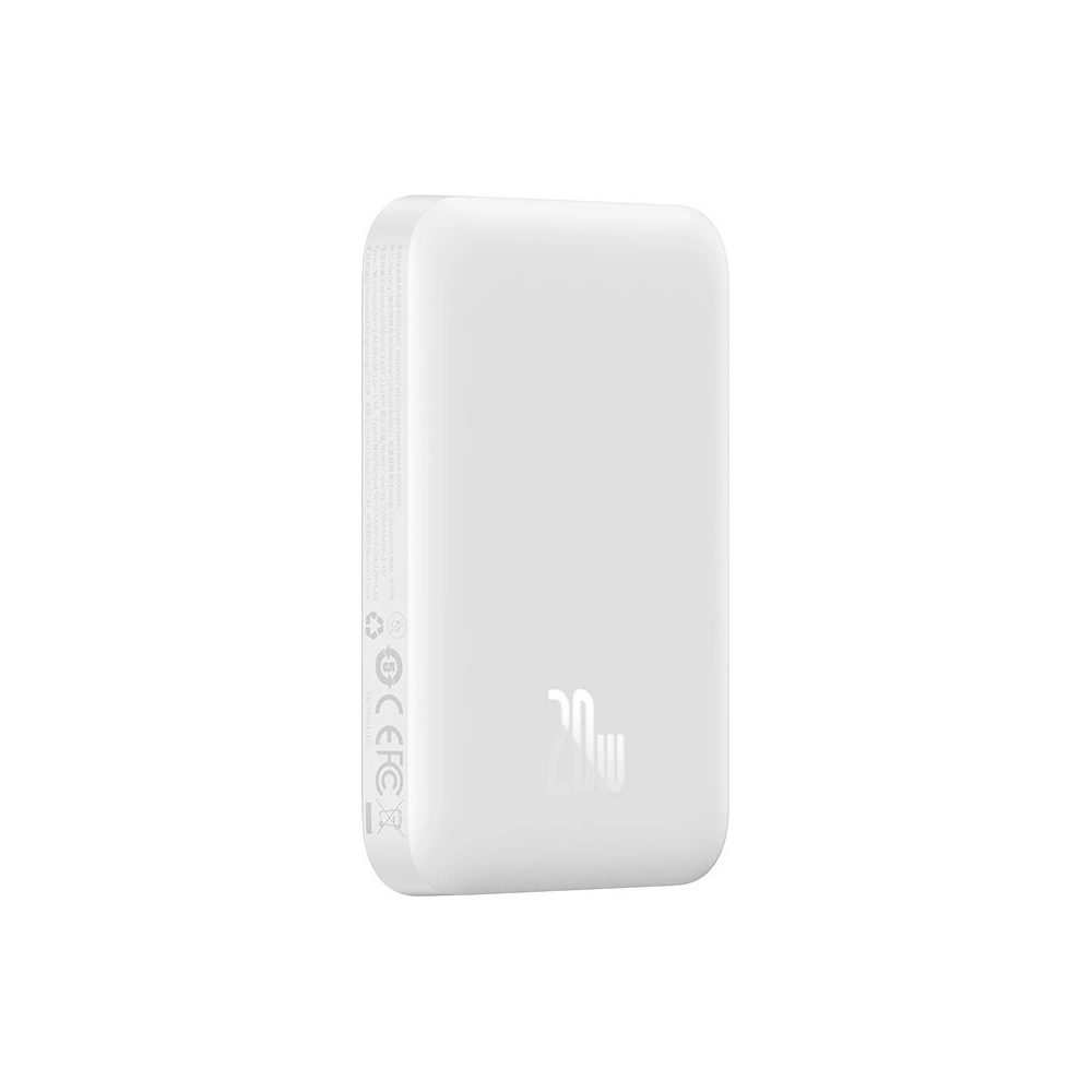 Powerbank Baseus Magnetic MagSafe 15W/PD 20W 6000mAh biały (Overseas Edition) + kabel USB-C/USB-C 60W 3A 0.5m biały