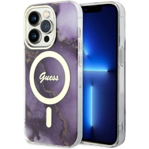 Kup Etui Guess GUHMP14LHTMRSU Apple iPhone 14 Pro purpurowy/purple hardcase Golden Marble MagSafe - GUE2488 - {ean13} - Sklep Home Screen