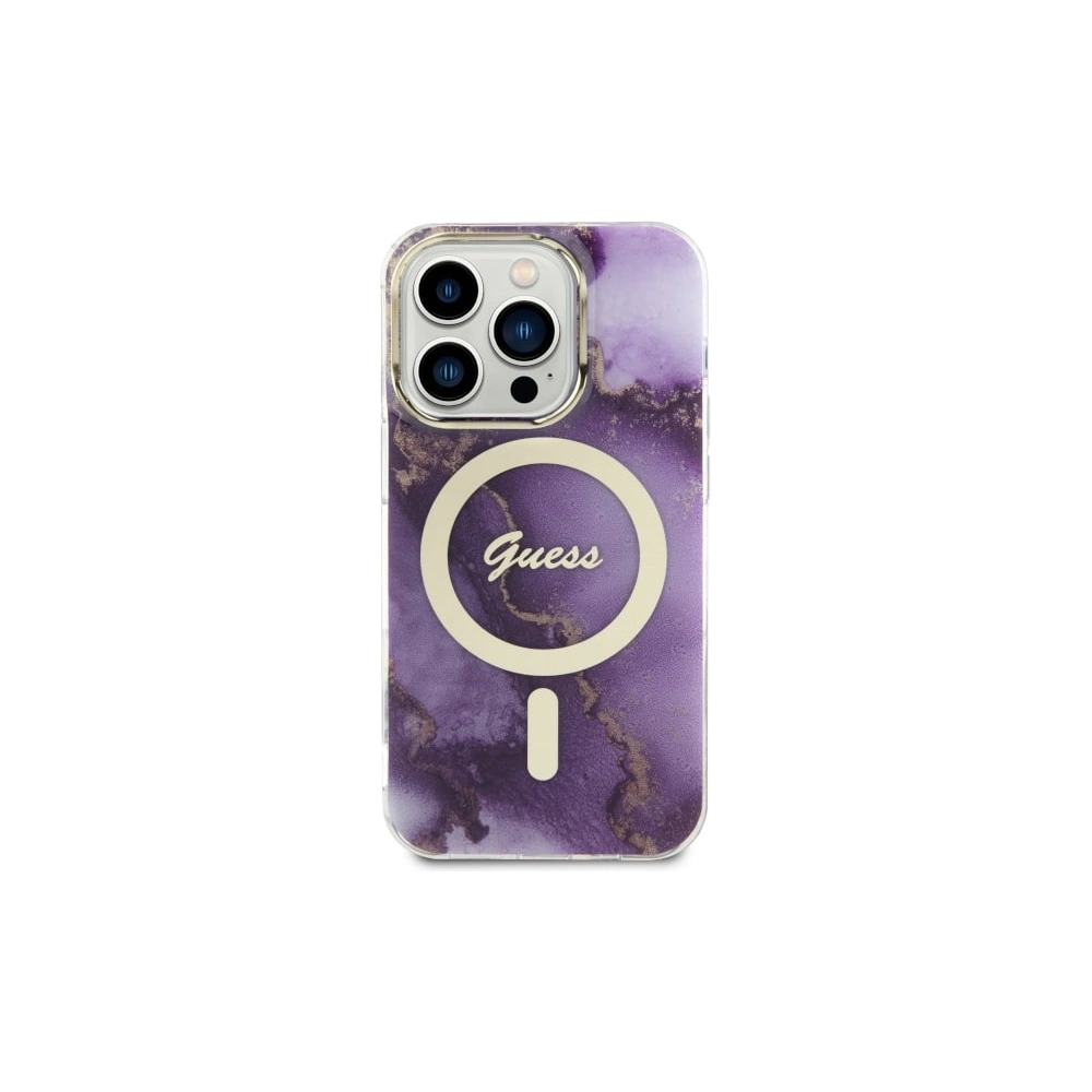 Etui Guess GUHMP14LHTMRSU Apple iPhone 14 Pro purpurowy/purple hardcase Golden Marble MagSafe