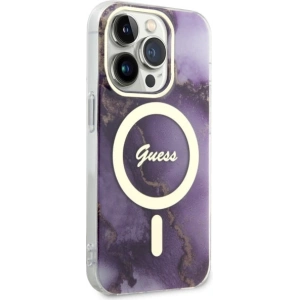 Kup Etui Guess GUHMP14LHTMRSU Apple iPhone 14 Pro purpurowy/purple hardcase Golden Marble MagSafe - GUE2488 - {ean13} - Sklep Home Screen