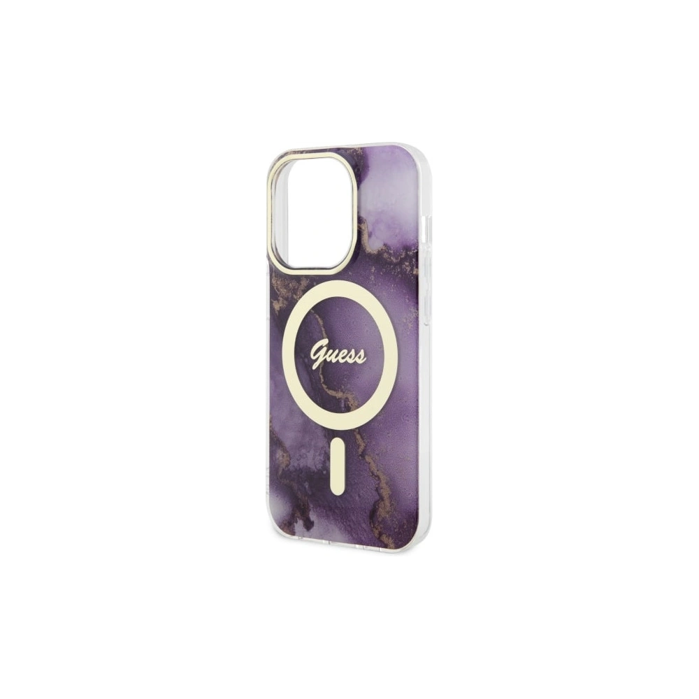Etui Guess GUHMP14LHTMRSU Apple iPhone 14 Pro purpurowy/purple hardcase Golden Marble MagSafe