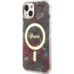 Etui Guess GUHMP14MHCFWSA Apple iPhone 14 Plus / 15 Plus zielony/khaki hardcase Flower MagSafe