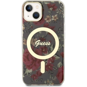 Etui Guess GUHMP14MHCFWSA Apple iPhone 14 Plus / 15 Plus zielony/khaki hardcase Flower MagSafe