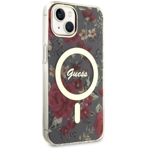 Buy Guess GUHMP14MHCFWSA Apple iPhone 14 Plus / 15 Plus khaki hardcase Flower MagSafe - GUE2495 - {ean13} - Home Screen Store Europe