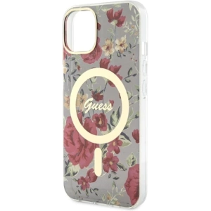 Etui Guess GUHMP14MHCFWSA Apple iPhone 14 Plus / 15 Plus zielony/khaki hardcase Flower MagSafe