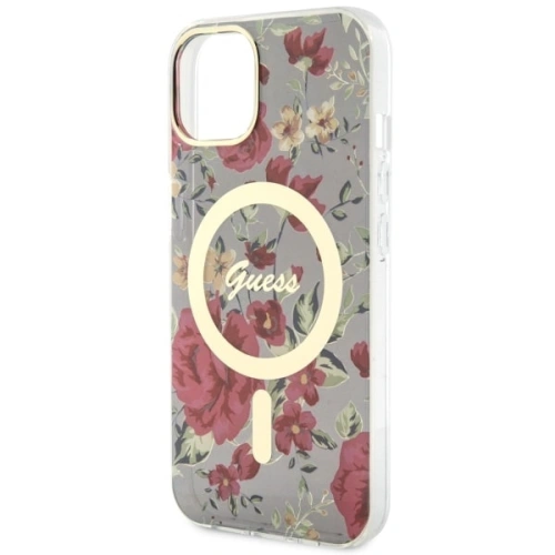 Buy Guess GUHMP14MHCFWSA Apple iPhone 14 Plus / 15 Plus khaki hardcase Flower MagSafe - GUE2495 - {ean13} - Home Screen Store Europe
