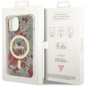 Etui Guess GUHMP14MHCFWSA Apple iPhone 14 Plus / 15 Plus zielony/khaki hardcase Flower MagSafe