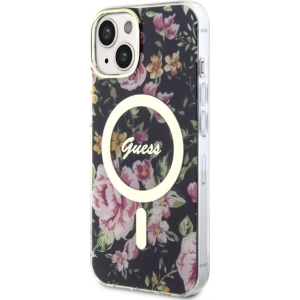 Etui Guess GUHMP14MHCFWSK Apple iPhone 14 Plus / 15 Plus czarny/black hardcase Flower MagSafe