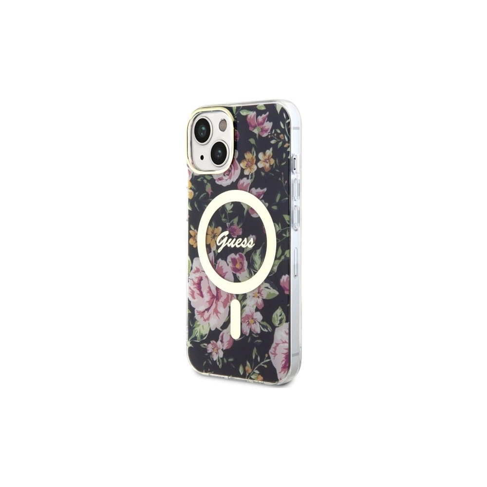 Etui Guess GUHMP14MHCFWSK Apple iPhone 14 Plus / 15 Plus czarny/black hardcase Flower MagSafe