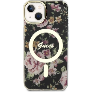 Etui Guess GUHMP14MHCFWSK Apple iPhone 14 Plus / 15 Plus czarny/black hardcase Flower MagSafe