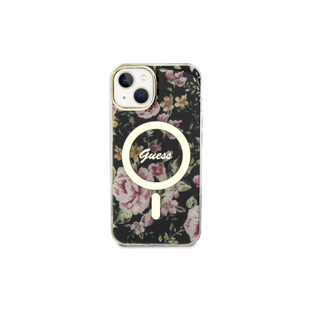 Etui Guess GUHMP14MHCFWSK Apple iPhone 14 Plus / 15 Plus czarny/black hardcase Flower MagSafe