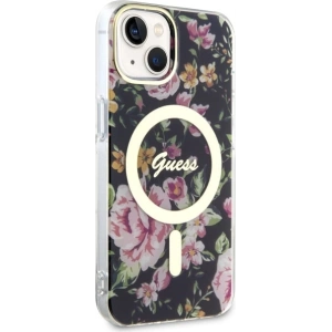 Etui Guess GUHMP14MHCFWSK Apple iPhone 14 Plus / 15 Plus czarny/black hardcase Flower MagSafe