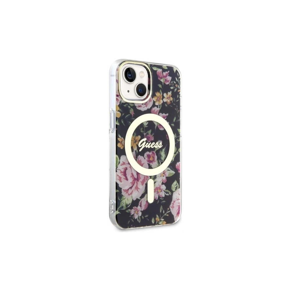 Etui Guess GUHMP14MHCFWSK Apple iPhone 14 Plus / 15 Plus czarny/black hardcase Flower MagSafe