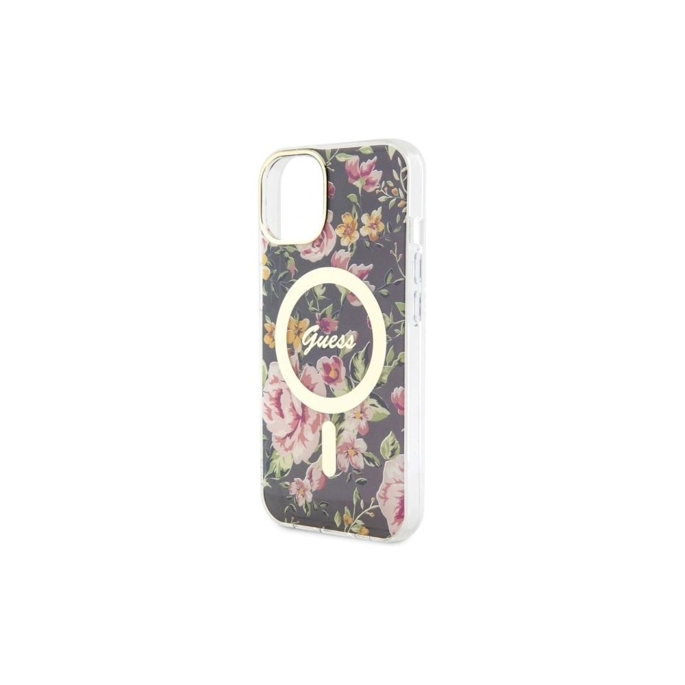 Etui Guess GUHMP14MHCFWSK Apple iPhone 14 Plus / 15 Plus czarny/black hardcase Flower MagSafe