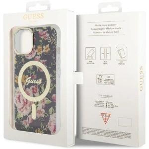 Etui Guess GUHMP14MHCFWSK Apple iPhone 14 Plus / 15 Plus czarny/black hardcase Flower MagSafe