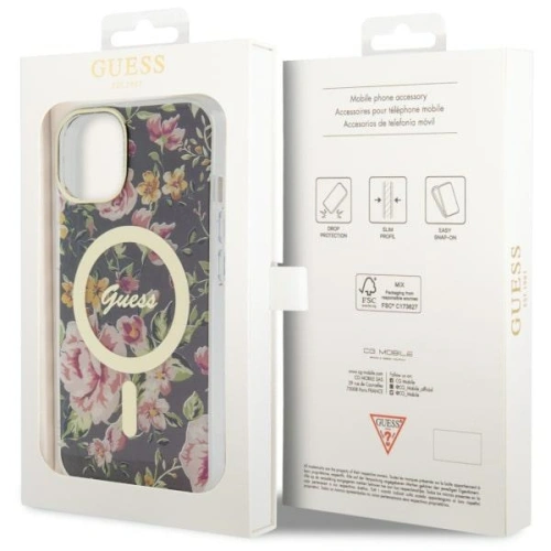 Kup Etui Guess GUHMP14MHCFWSK Apple iPhone 14 Plus / 15 Plus czarny/black hardcase Flower MagSafe - GUE2496 - {ean13} - Sklep Home Screen