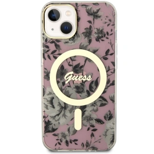 Etui Guess GUHMP14MHCFWSP Apple iPhone 14 Plus / 15 Plus różowy/pink hardcase Flower MagSafe