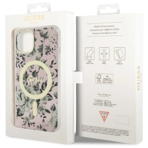 Etui Guess GUHMP14MHCFWSP Apple iPhone 14 Plus / 15 Plus różowy/pink hardcase Flower MagSafe