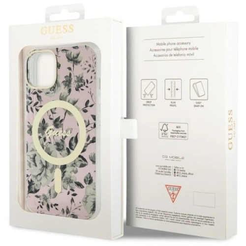 Kup Etui Guess GUHMP14MHCFWSP Apple iPhone 14 Plus / 15 Plus rózsaszín/pink hardcase Flower MagSafe - GUE2497 - {ean13} - Sklep Home Screen
