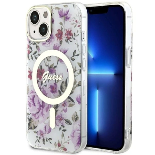 Kup Etui Guess GUHMP14MHCFWST Apple iPhone 14 Plus / 15 Plus transparentní tvrdý kryt Flower MagSafe - GUE2498 - {ean13} - Sklep Home Screen
