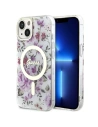 Guess Apple Tasche GUHMP14MHCFWST iPhone 14 Plus / 15 Plus transparentes Hartschalenetui Flower MagSafe