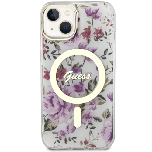 Kup Etui Guess GUHMP14MHCFWST Apple iPhone 14 Plus / 15 Plus transparentní tvrdý kryt Flower MagSafe - GUE2498 - {ean13} - Sklep Home Screen