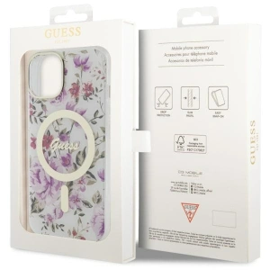 Etui Guess GUHMP14MHCFWST Apple iPhone 14 Plus / 15 Plus transparent hardcase Flower MagSafe