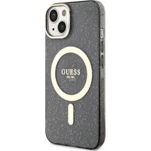 Etui Guess GUHMP14MHCMCGK Apple iPhone 14 Plus / 15 Plus czarny/black hardcase Glitter Gold MagSafe
