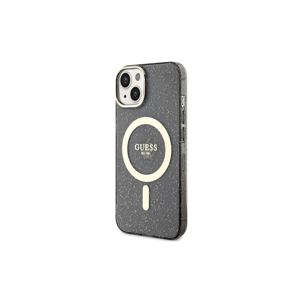 Etui Guess GUHMP14MHCMCGK Apple iPhone 14 Plus / 15 Plus czarny/black hardcase Glitter Gold MagSafe