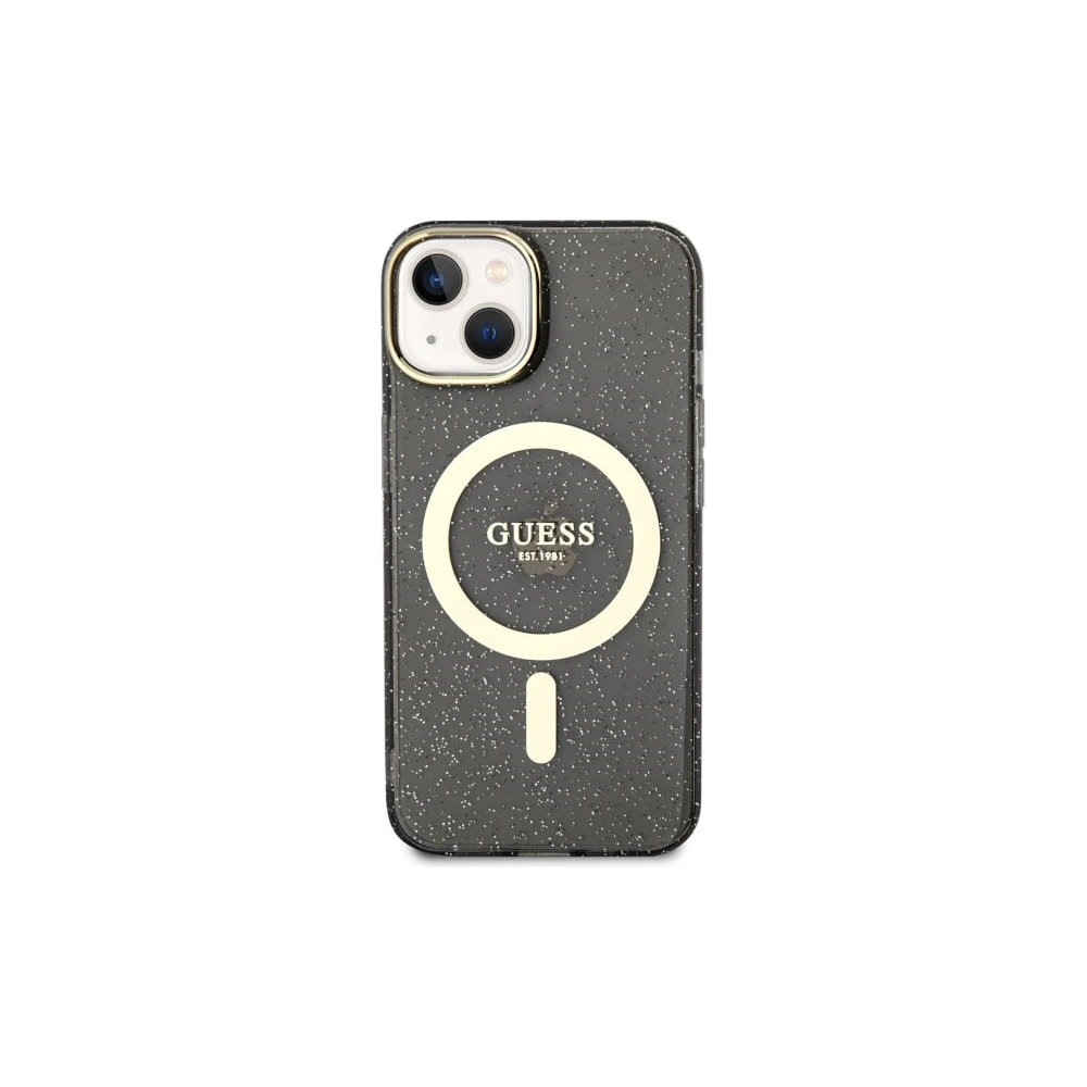 Etui Guess GUHMP14MHCMCGK Apple iPhone 14 Plus / 15 Plus czarny/black hardcase Glitter Gold MagSafe