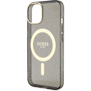 Etui Guess GUHMP14MHCMCGK Apple iPhone 14 Plus / 15 Plus czarny/black hardcase Glitter Gold MagSafe
