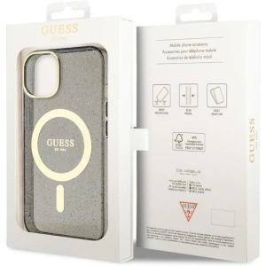Etui Guess GUHMP14MHCMCGK Apple iPhone 14 Plus / 15 Plus czarny/black hardcase Glitter Gold MagSafe