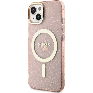 Etui Guess GUHMP14MHCMCGP Apple iPhone 14 Plus / 15 Plus różowy/pink hardcase Glitter Gold MagSafe