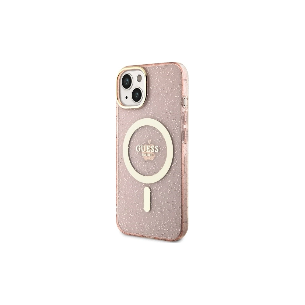 Etui Guess GUHMP14MHCMCGP Apple iPhone 14 Plus / 15 Plus różowy/pink hardcase Glitter Gold MagSafe