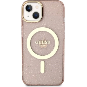 Etui Guess GUHMP14MHCMCGP Apple iPhone 14 Plus / 15 Plus różowy/pink hardcase Glitter Gold MagSafe