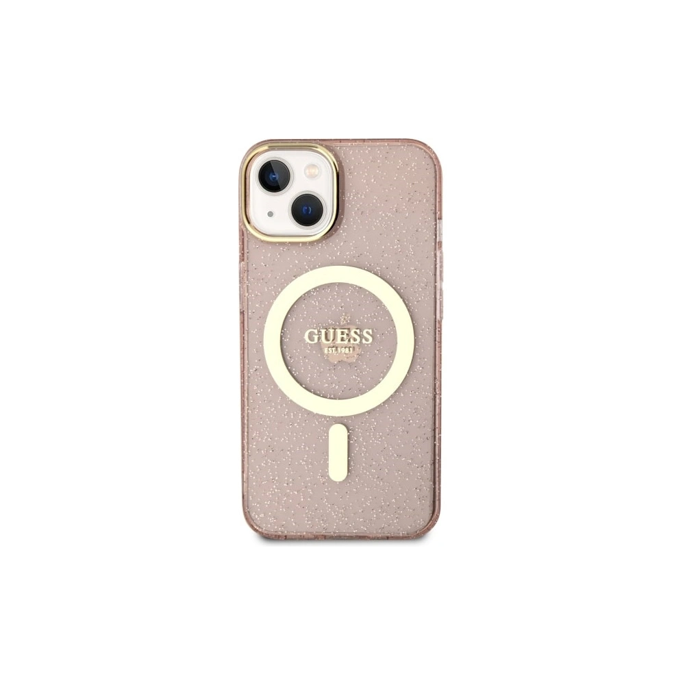 Etui Guess GUHMP14MHCMCGP Apple iPhone 14 Plus / 15 Plus różowy/pink hardcase Glitter Gold MagSafe