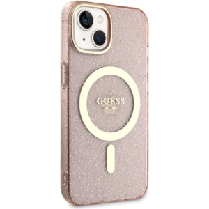 Etui Guess GUHMP14MHCMCGP Apple iPhone 14 Plus / 15 Plus różowy/pink hardcase Glitter Gold MagSafe
