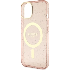 Etui Guess GUHMP14MHCMCGP Apple iPhone 14 Plus / 15 Plus różowy/pink hardcase Glitter Gold MagSafe