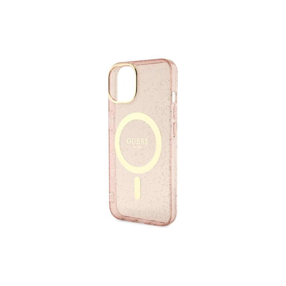 Etui Guess GUHMP14MHCMCGP Apple iPhone 14 Plus / 15 Plus różowy/pink hardcase Glitter Gold MagSafe