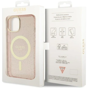 Etui Guess GUHMP14MHCMCGP Apple iPhone 14 Plus / 15 Plus różowy/pink hardcase Glitter Gold MagSafe
