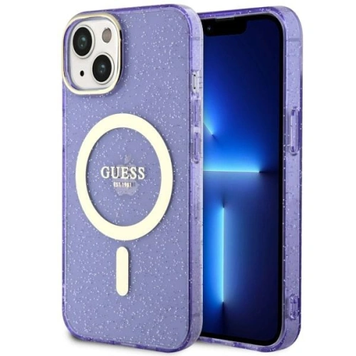 Kup Guess Apple Tasche GUHMP14MHCMCGU iPhone 14 Plus / 15 Plus lila/violett Hartschale Glitter Gold MagSafe - GUE2501 - {ean13} - Sklep Home Screen