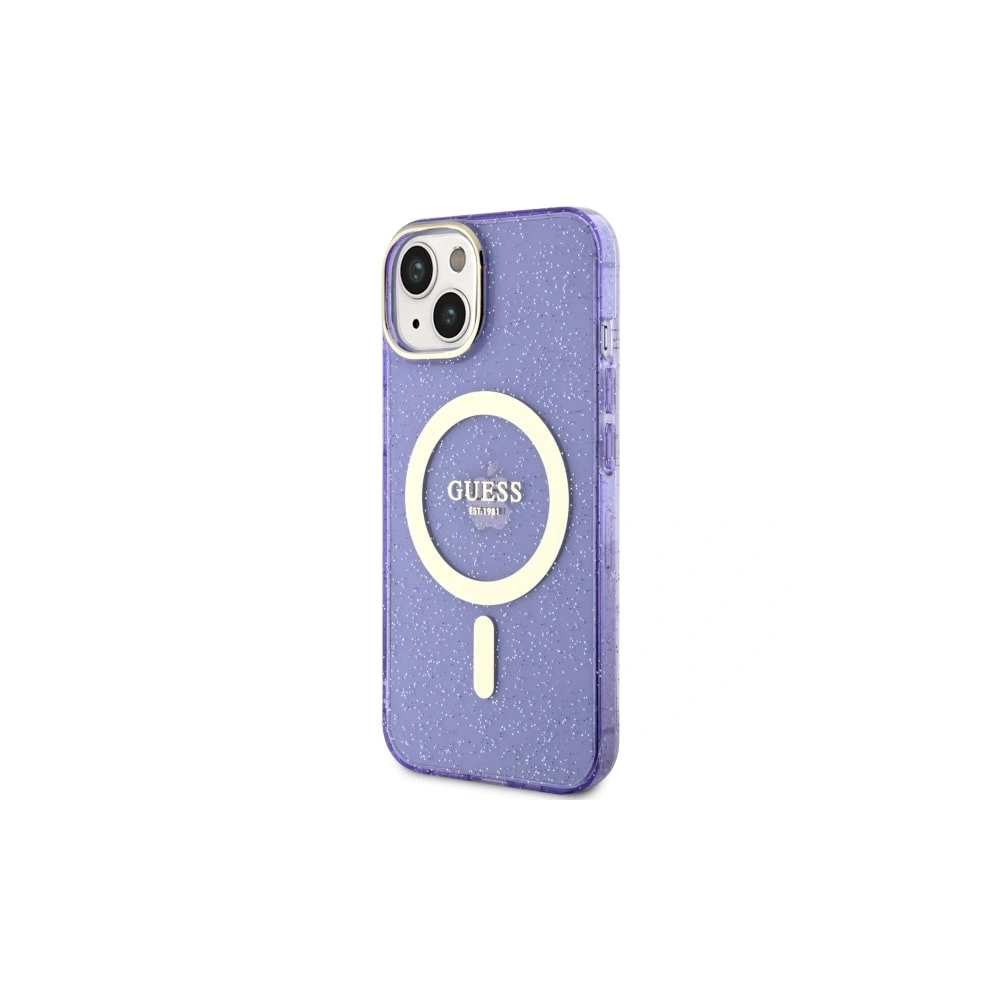 Etui Guess GUHMP14MHCMCGU Apple iPhone 14 Plus / 15 Plus purpurowy/purple hardcase Glitter Gold MagSafe