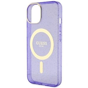 Etui Guess GUHMP14MHCMCGU Apple iPhone 14 Plus / 15 Plus purpurowy/purple hardcase Glitter Gold MagSafe