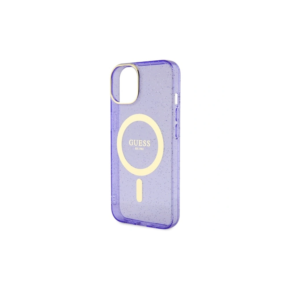 Etui Guess GUHMP14MHCMCGU Apple iPhone 14 Plus / 15 Plus purpurowy/purple hardcase Glitter Gold MagSafe