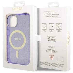 Etui Guess GUHMP14MHCMCGU Apple iPhone 14 Plus / 15 Plus purpurowy/purple hardcase Glitter Gold MagSafe