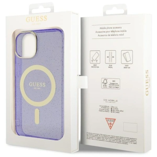 Kup Guess Apple Tasche GUHMP14MHCMCGU iPhone 14 Plus / 15 Plus lila/violett Hartschale Glitter Gold MagSafe - GUE2501 - {ean13} - Sklep Home Screen
